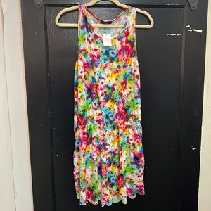Neon tie die scalloped hem romper